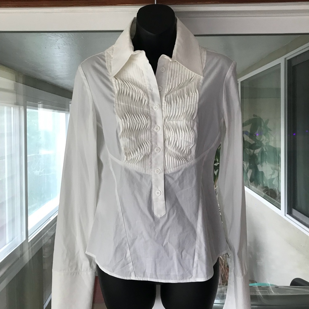 Karen Millen White Collared Long Sleeve shirts